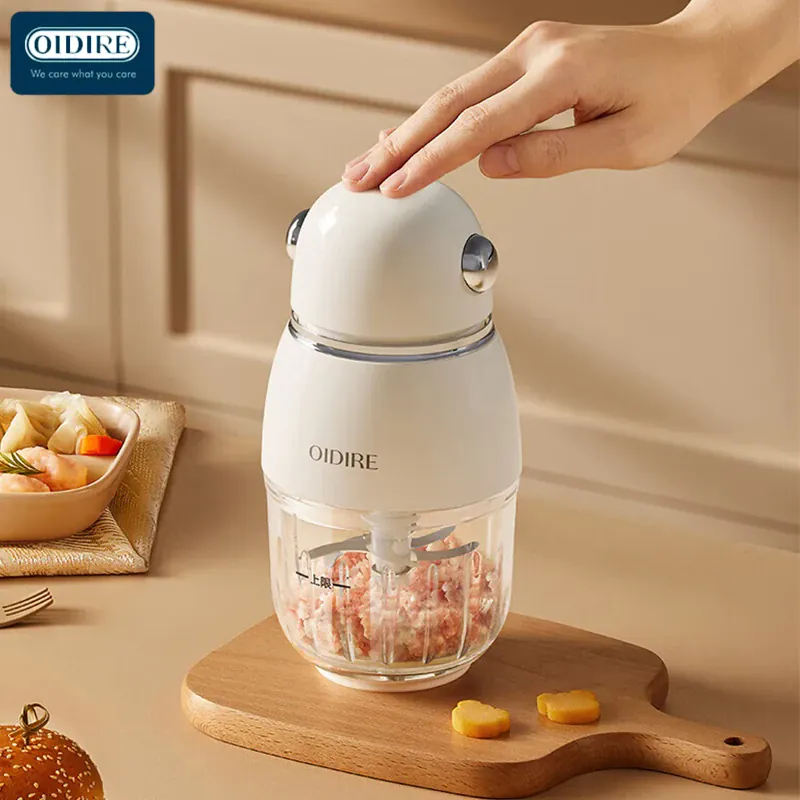 Mini Hachoir Électrique 150W 0,3L — Bol en Verre Borosilicaté, 8 Lames Inox