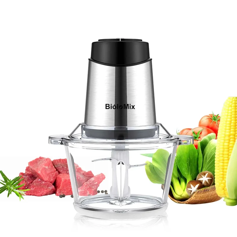 Hachoir Électrique 500W 1,8L Verre – 4 Lames Inox 304 – Dual Control Viande Légumes