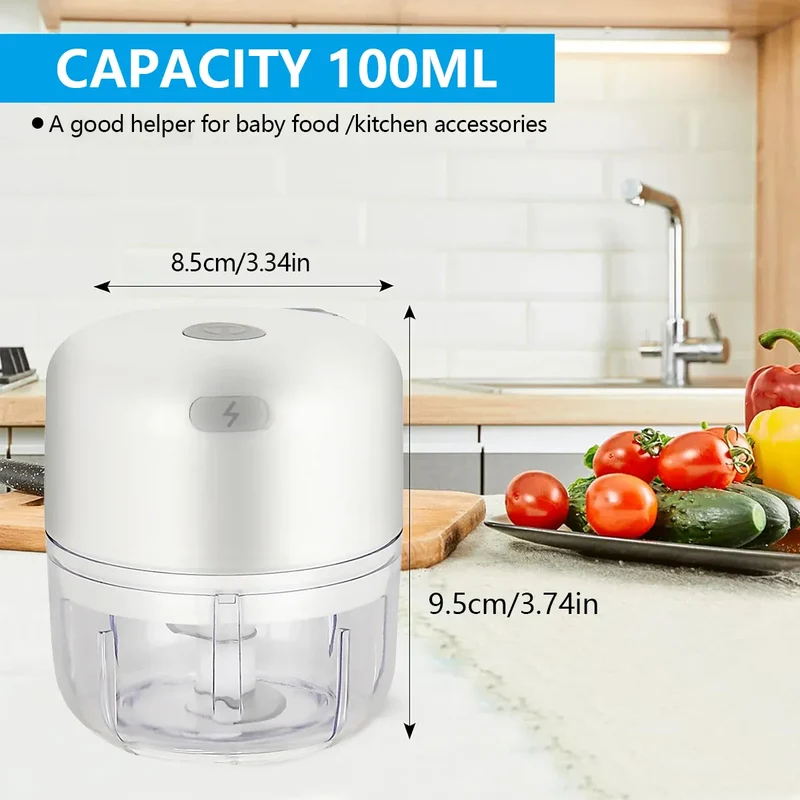 Mini Hachoir Électrique Sans Fil — Ail, Légumes, Viande — 100 ml / 250 ml