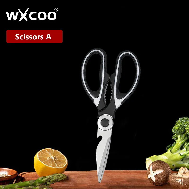 Ciseaux de cuisine multifonctions en inox pour découpe de viandes
