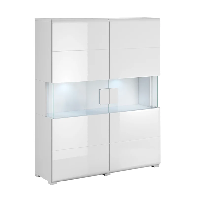 Vaisselier 2 portes avec LED Jules Blanc