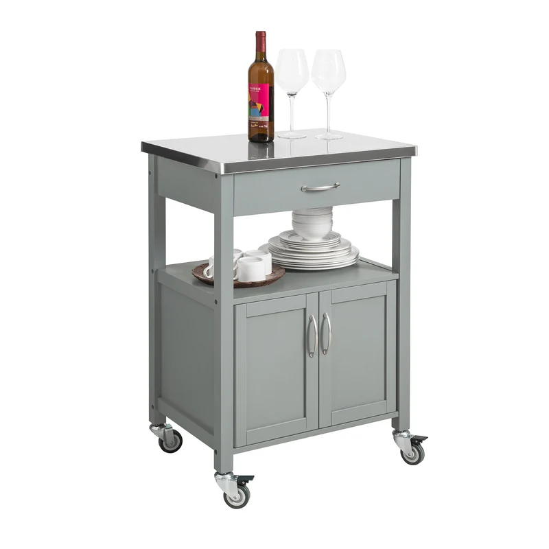 SoBuy FKW22-HG Desserte Cuisine avec Roulettes, Format Compact, Usage Polyvalent, Mobile, pour Cuisine et Salle à Manger, Usage Quotidien – L60×P44×H92 cm, Gris
