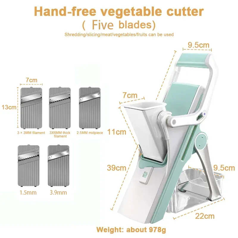 Mandoline Multifonction 5 Lames pour Légumes et Fruits