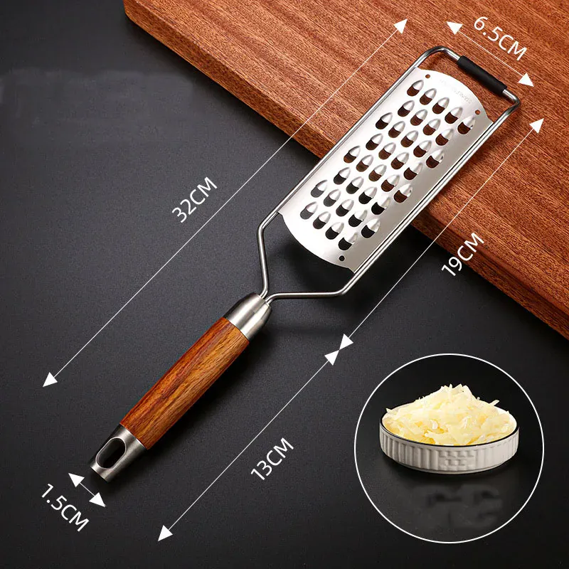 Râpe Multifonction Inox 4 Lames avec Poignée en Bois