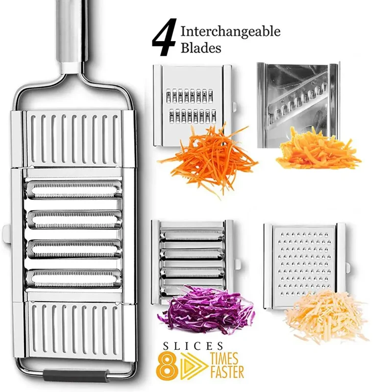 Coupe-légumes Multifonction 4 Lames Inox pour Fruits et Légumes