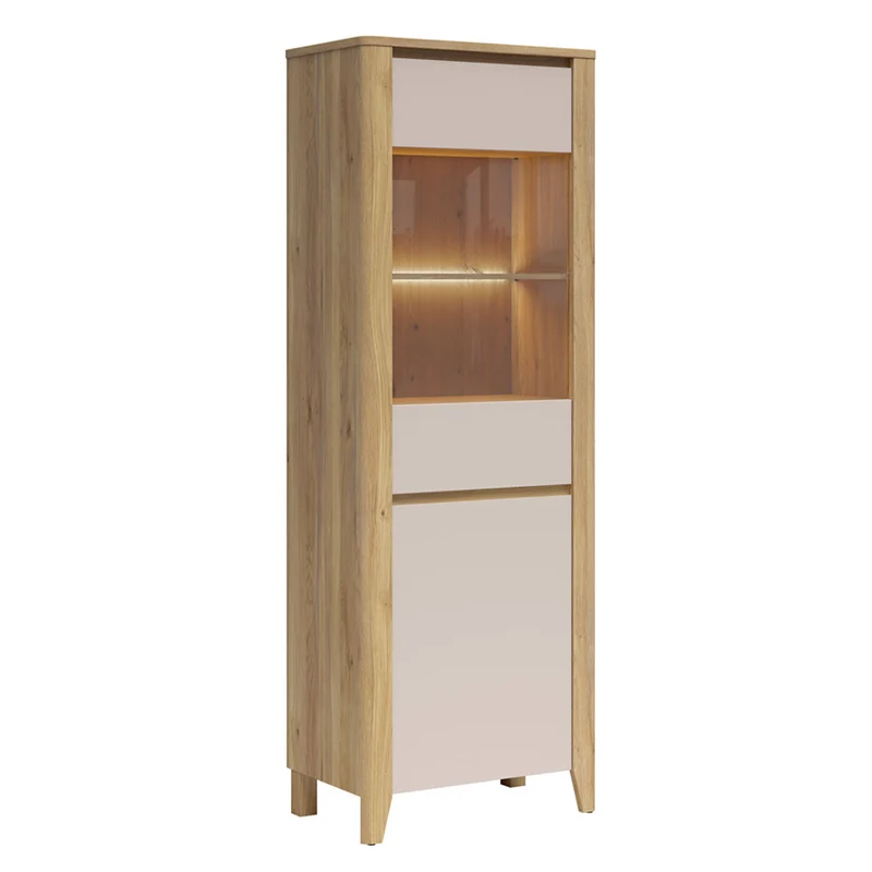 Vitrine 2 portes LED inclus Samara Bois et Cachemire