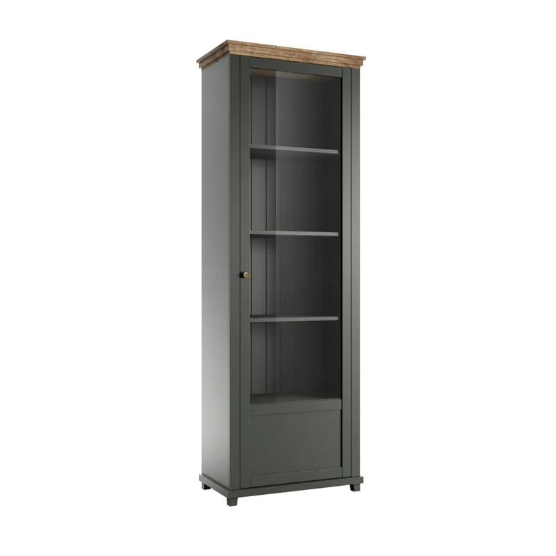 Vitrine 1 porte ouverture droite Martin Vert et Bois