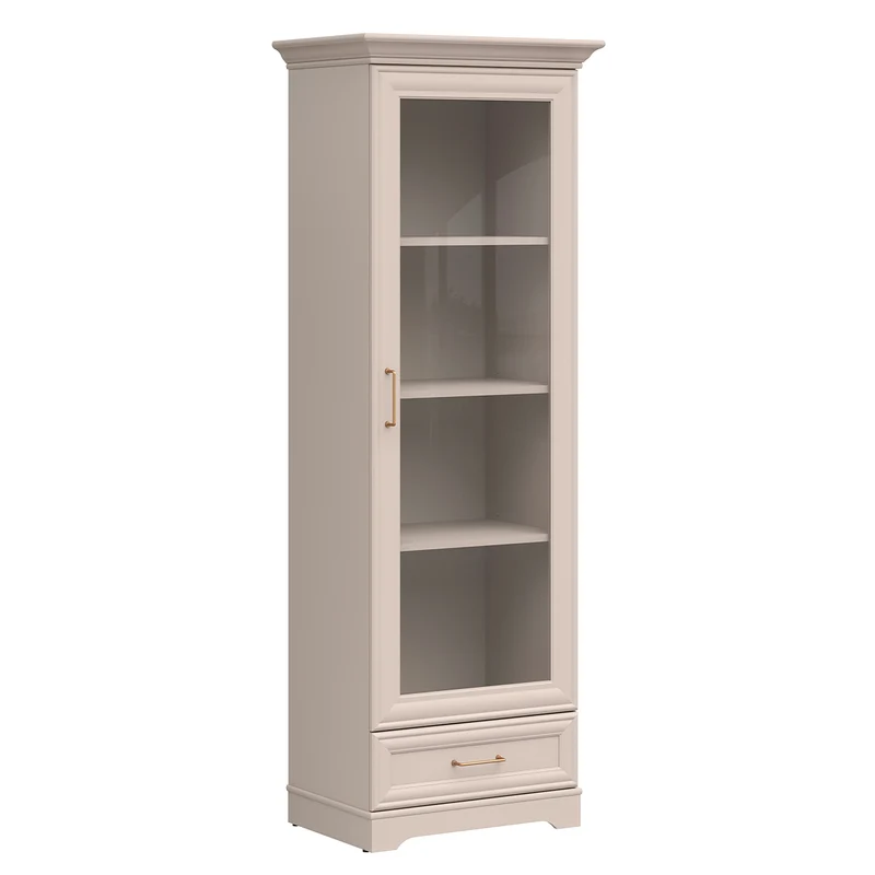 Vitrine 1 porte 1 tiroir Perle Cachemire