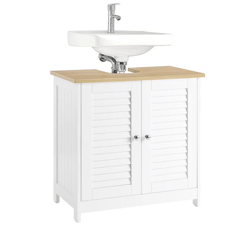 SoBuy FRG237-WN Meuble Sous Lavabo, Meuble sous Vasque avec 2 Portes et 2 Étages | Prévente