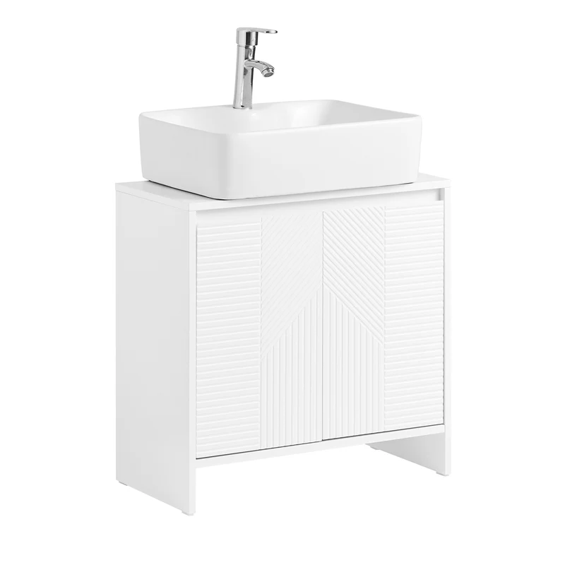 SoBuy BZR157-W Meuble sous Lavabo avec Étagères Ajustables, Résistant à l’Humidité, pour Salle de Bain et WC, Rangement Optimisé – L60×P30×H61 cm, MDF, Blanc