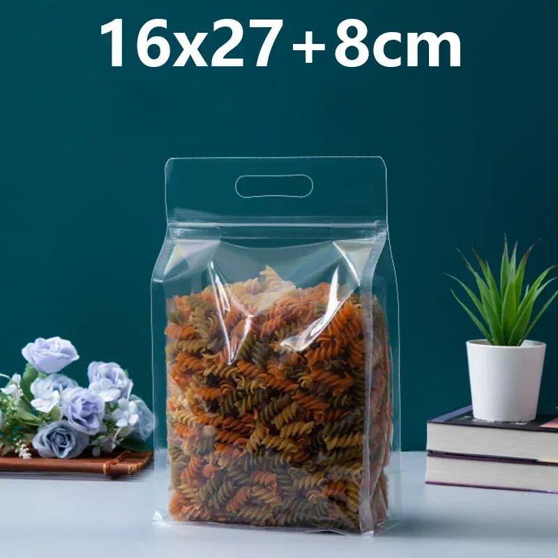 Sachets Zip Alimentaires Transparent Lot de 50 Pièces avec Poignée