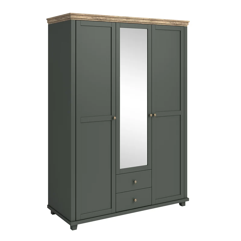Armoire 3 portes Martin Vert et Bois