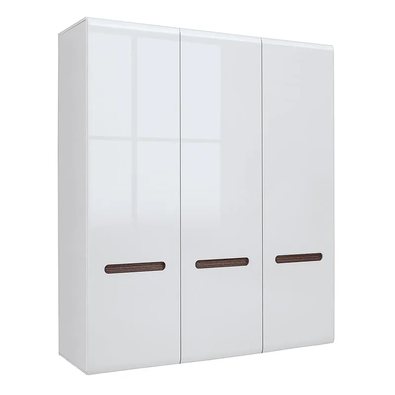 Armoire 3 portes Darrel Blanc laqué et Bois