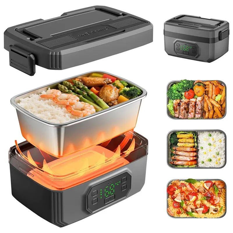 Lunch Box Chauffante Sans Fil 1,2 L — Batterie 21 000 mAh, Inox 304, Maintien au Chaud 7 h