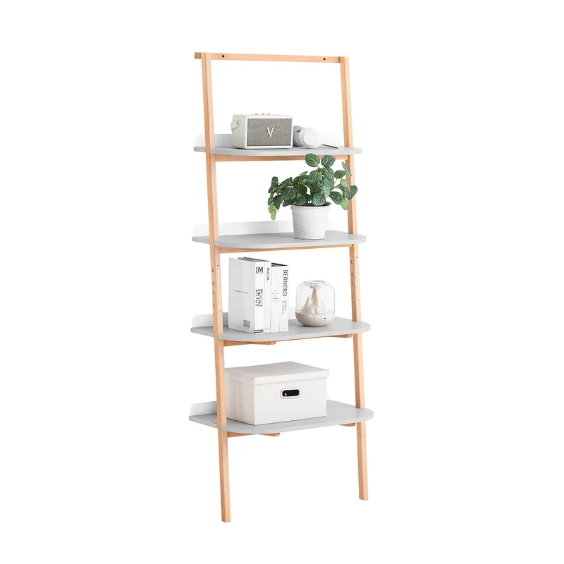 SoBuy HSTR02-HG Bibliothèque avec 4 Niveaux, pour Salon et Chambre, Rangement Optimisé, Design Fonctionnel, Usage Quotidien, Pratique – L65×P39×H169 cm, Gris