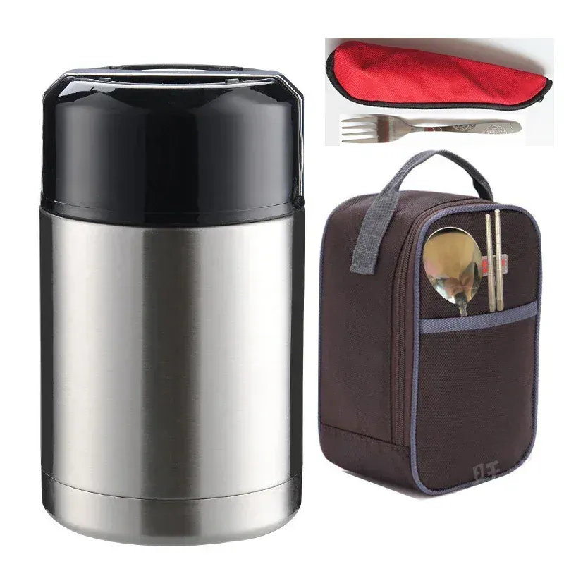 Thermos Alimentaire Inox — Isotherme 24h avec Pochette et Couverts