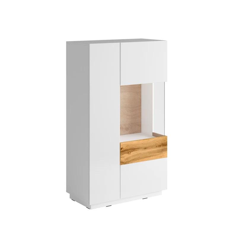 Vaisselier 2 portes ouverture droite Andrea Blanc et Bois