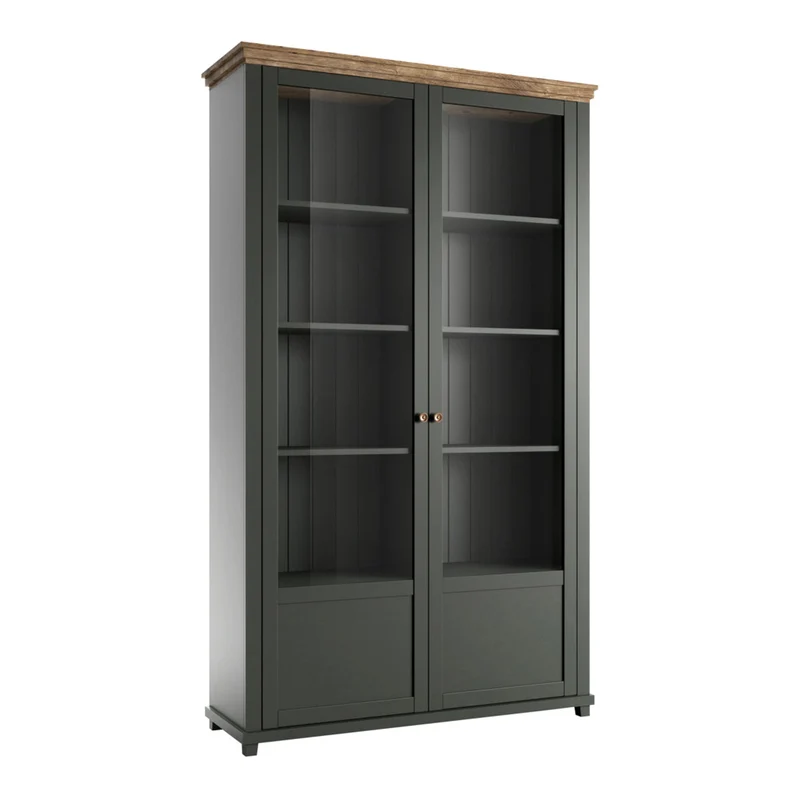 Vaisselier 2 portes Martin Vert et Bois
