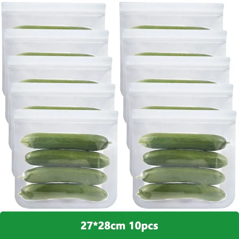 Sachets Silicone Réutilisables Lot de 10 Hermétiques BPA Free