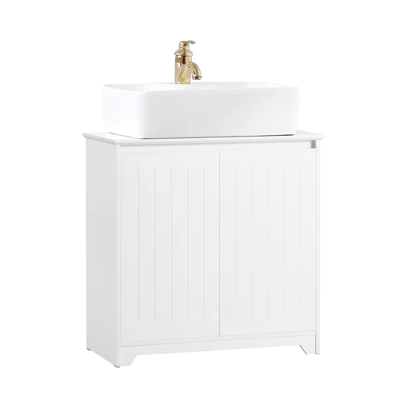 SoBuy BZR108-W Meuble sous Lavabo avec 2 Portes – 60×30×60 cm, Charge 30 kg, MDF E1, Blanc