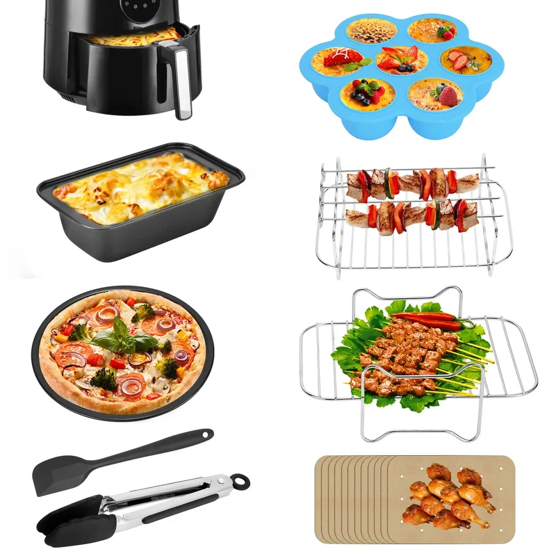 Kit Accessoires Air Fryer - 6 pièces Grille Moules Papiers Jetables