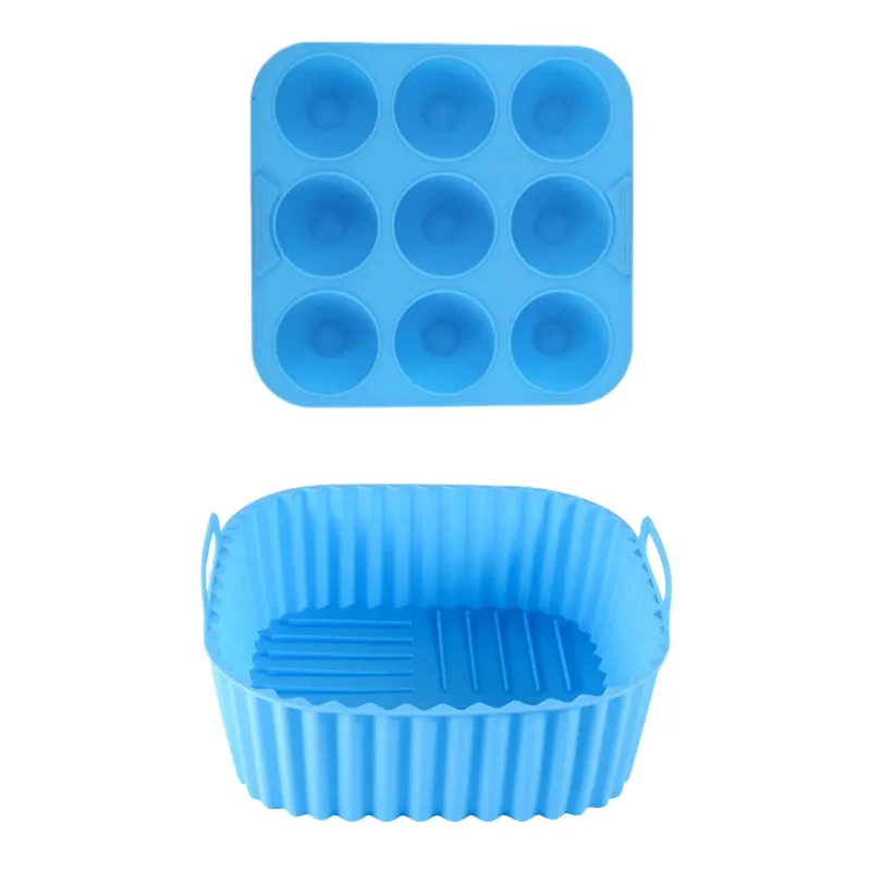Moules Silicone Air Fryer Réutilisables Lot de 2 Pièces Carrés