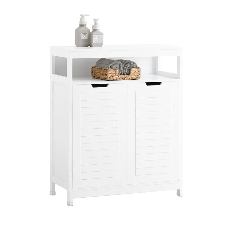 SoBuy BZR121-W Meuble Bas de Salle de Bain avec 2 Portes et Étagères Réglables – L70×P35×H90 cm, Charge 70 kg, MDF, Blanc