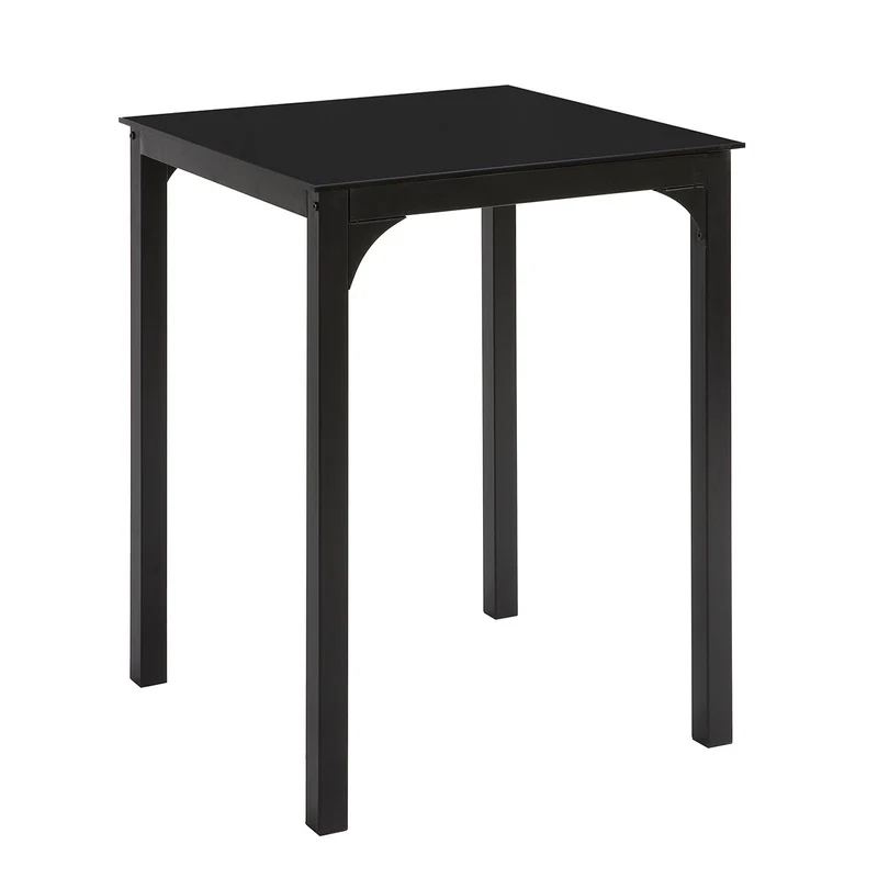 SoBuy OGT38-K-SCH Table à Manger Carrée Noire, 60 x 60 x 75 cm-Plateau en Verre Forme Carrée Pieds en Acier Robuste