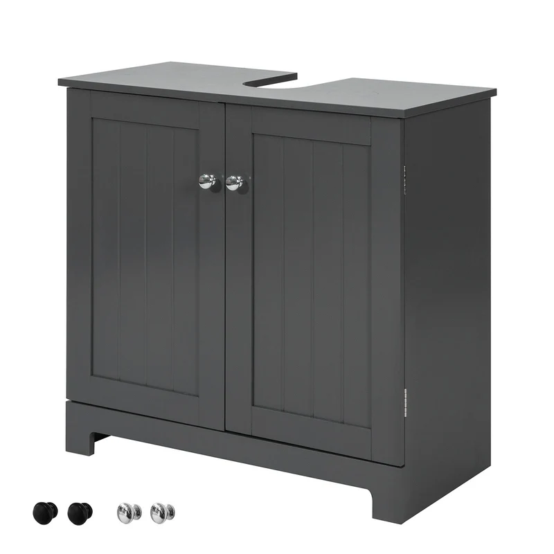 SoBuy BZR18-DG Meuble sous-Lavabo à 2 étages et 2 Portes