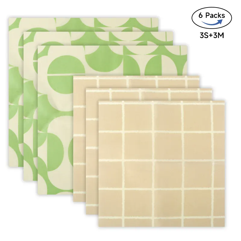 Film Alimentaire Cire d'Abeille Lot de 3 Wraps Réutilisables Écologiques