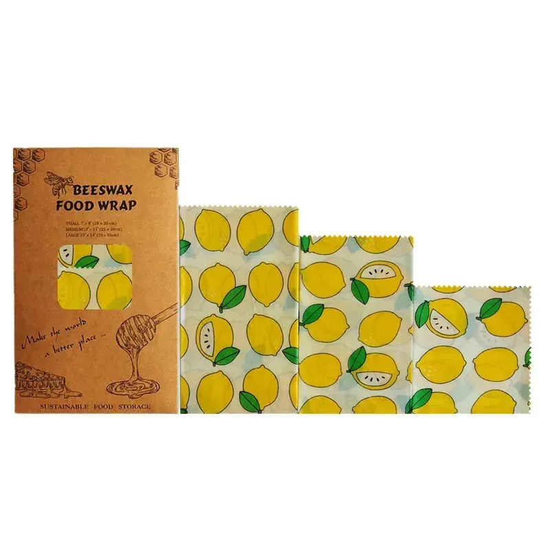 Film Alimentaire Cire d'Abeille Écologique - Lot de 3 Pièces
