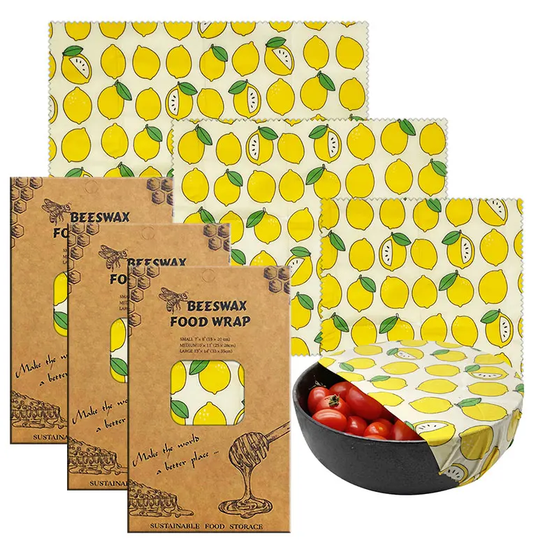 Film Alimentaire Cire d'Abeille Lot de 3 Feuilles Écologiques