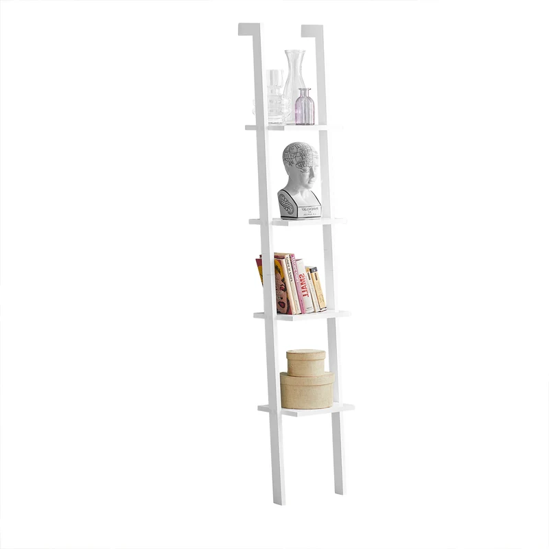 SoBuy FRG15-W Bibliothèque Étagère Murale Style échelle, Étagère échelle 4 Niveaux- Blanc 33 x 180 cm