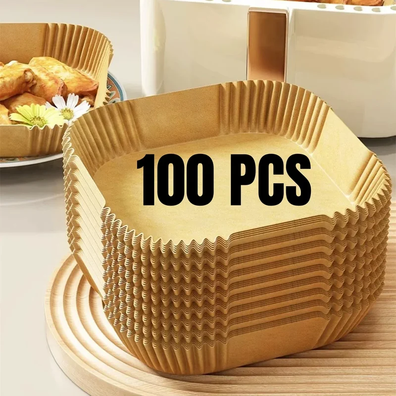 Papier Cuisson Air Fryer Jetable Carré Lot de 100 Pièces