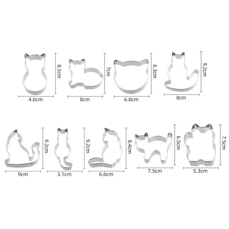 Emporte-pièces en inox 9 pièces - Formes de chats pour biscuits