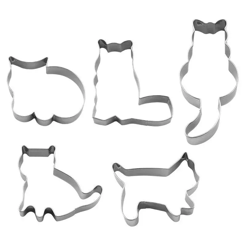 Emporte-pièces en inox 5 pièces - Formes de chats pour pâtisserie