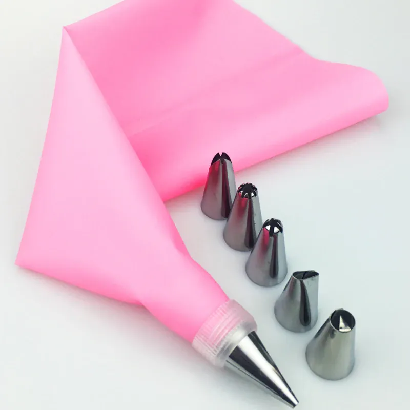 Poche à douille en silicone avec 7 embouts pour décoration de gâteaux