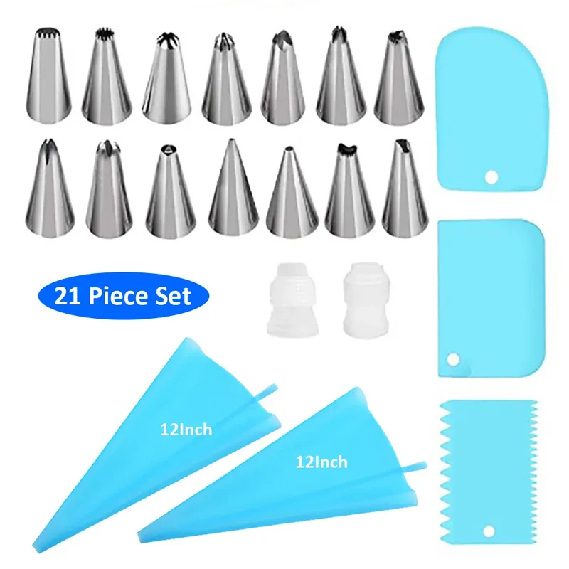Poche à Douille en Silicone Reusable - Set de 24 Douilles de Pâtisserie