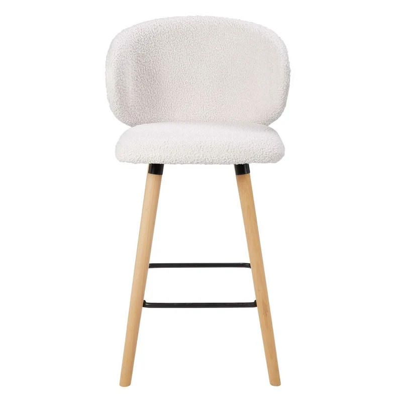 Chaise snack tissu effet laine bouclette blanche