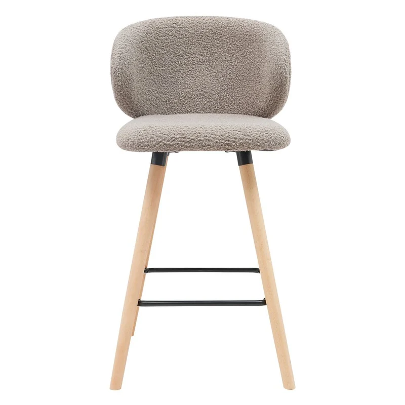 Chaise de bar tissu effet laine bouclette taupe