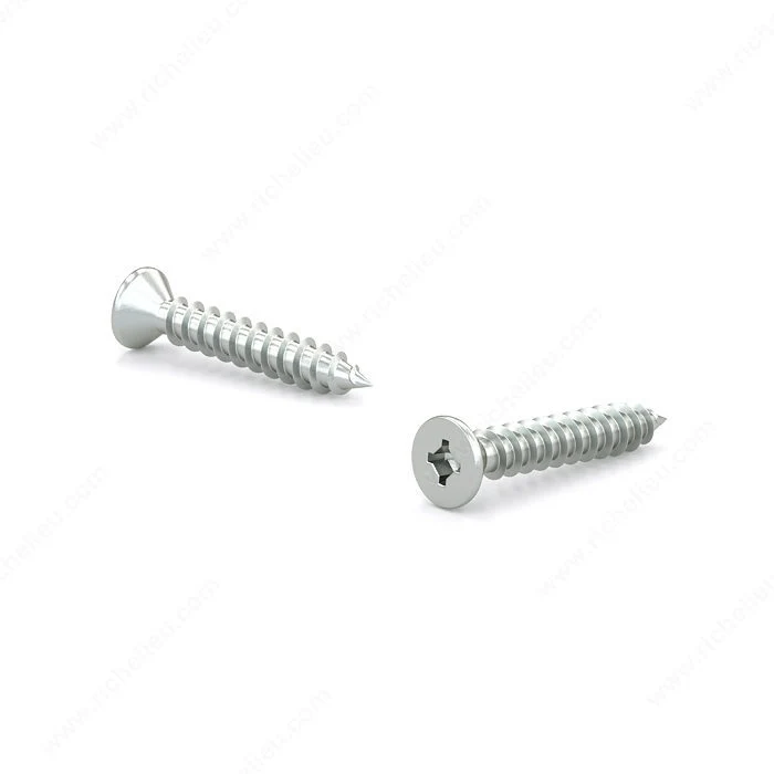 Vis à métal zinguée, tête plate, embout quadrex, filet auto-taraudeur, pointe type A - 100 unités