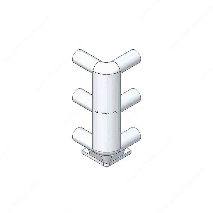 Pièce d'angle triple pour tablette coulissante