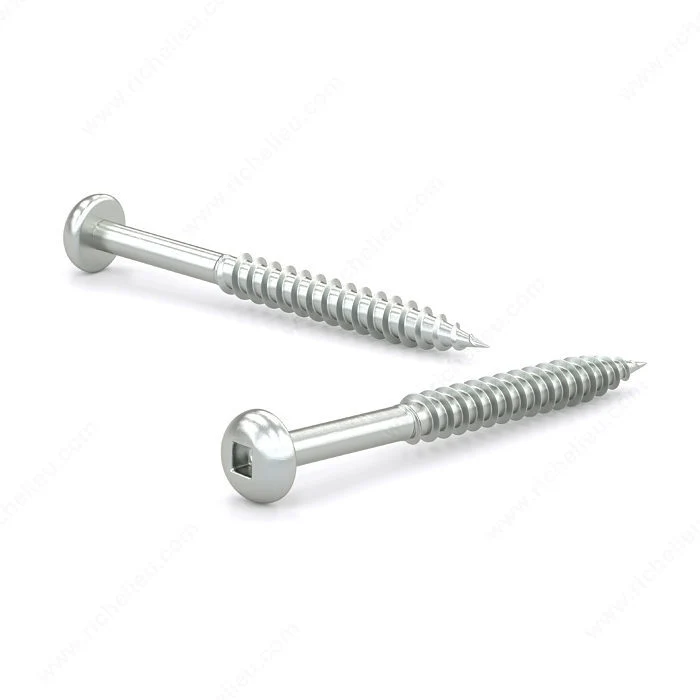 Vis à bois zinguée, tête ronde, empreinte carrée, filet régulier, pointe bois régulier - 100 unités