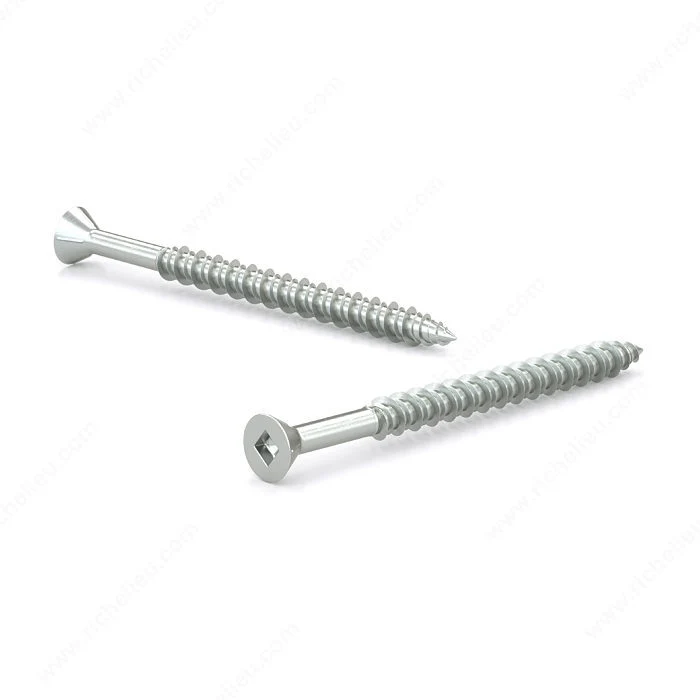 Vis à bois zinguée, tête plate autofraiseuse, empreinte carrée, filet double Hi-Low, pointe bois régulier - 100 unités