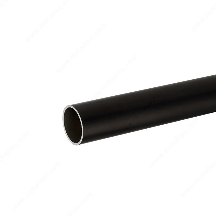 Tringle ronde en aluminium noir mat de 1-5/16 po 14 Ga