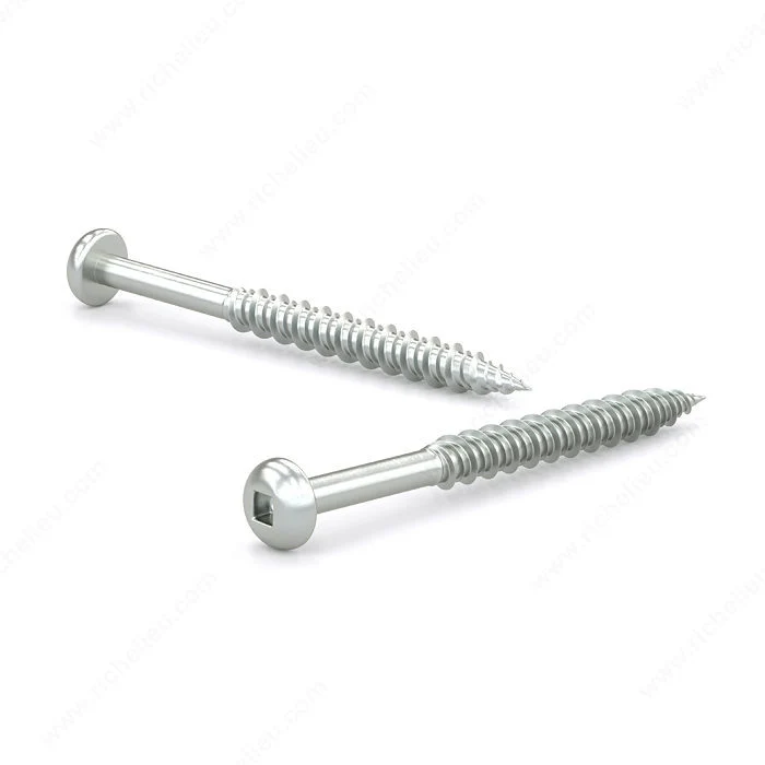 Vis à bois zinguée, tête ronde, empreinte carrée, filet double Hi-Low, pointe bois régulier - 100 unités