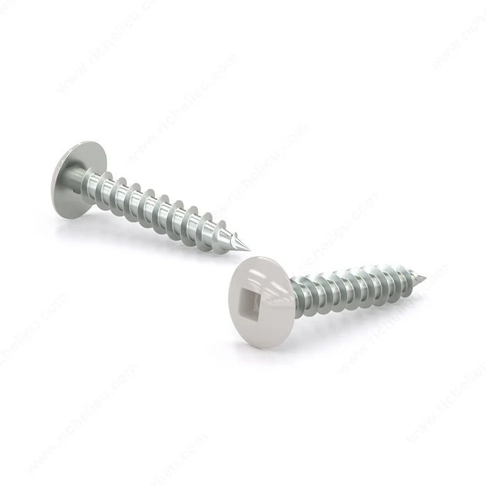 Vis à métal, tête blanche évasée, embout carré, filet auto-taraudeur, pointe de type A - 100 unités