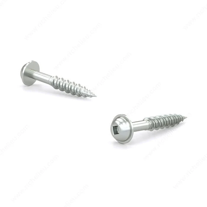 Vis à bois zinguée, tête ronde avec rondelle, empreinte carrée, filet double Hi-Low, pointe bois régulier - 100 unités