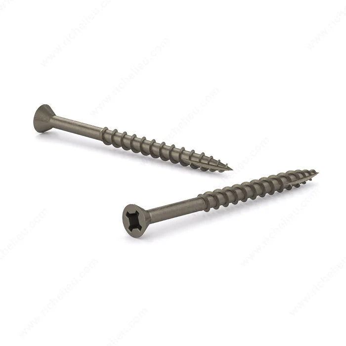 Vis à bois sans placage, tête plate autofraiseuse, embout quadrex, gros filet, pointe de type 17 - 1000 unités