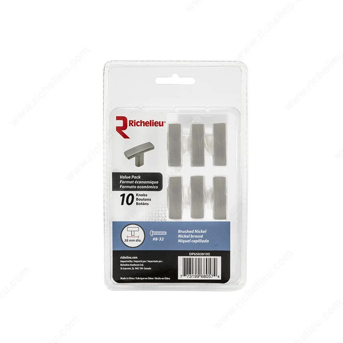 Bouton transitionnel en métal 650 - Nickel brossé - Pqt 10